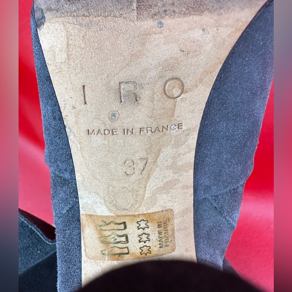 IRO Cidravol gray suede ruffle trimmed knee boots size 37 - Picture 12 of 15